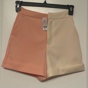 New York & Company High Waist Pink and Cream Shorts